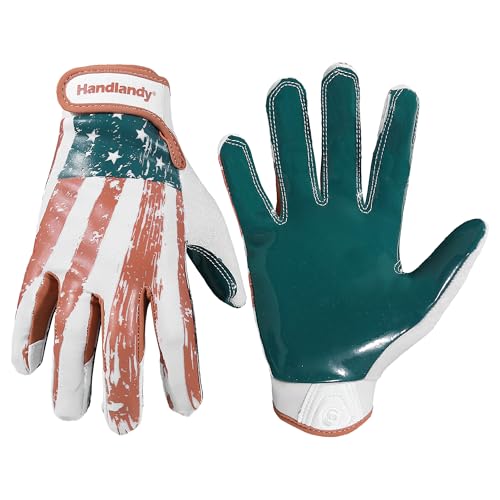 HANDLANDY Youth Football Gloves for Boys Girls, Sticky Wide Receiver Gloves for Kids, Junior Flag Football Gloves