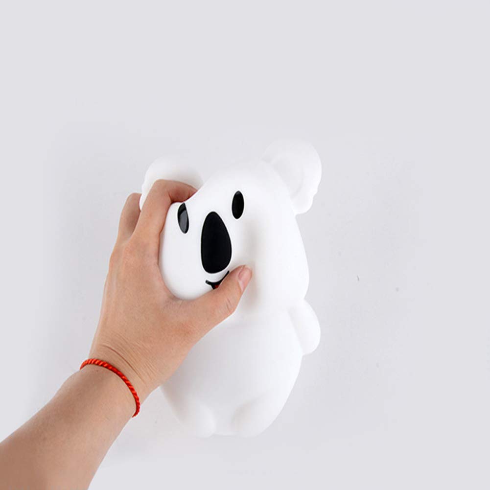 Tianhaixing Koala Night Light - Rechargeable Led Bedside Lamp With Touch & Remote Control, White Silicone, Model Thx854, Changeable Rgb Colors