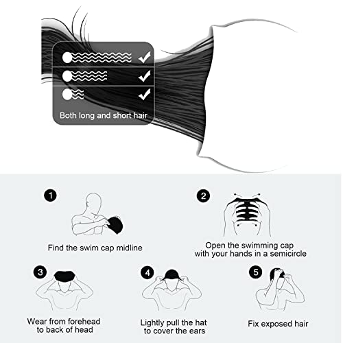 Uttpll Waterproof Silicone Swim Cap, Comfortable Bathing Cap, Swimming Cap for Women and Men, Waterproof Bathing Cap