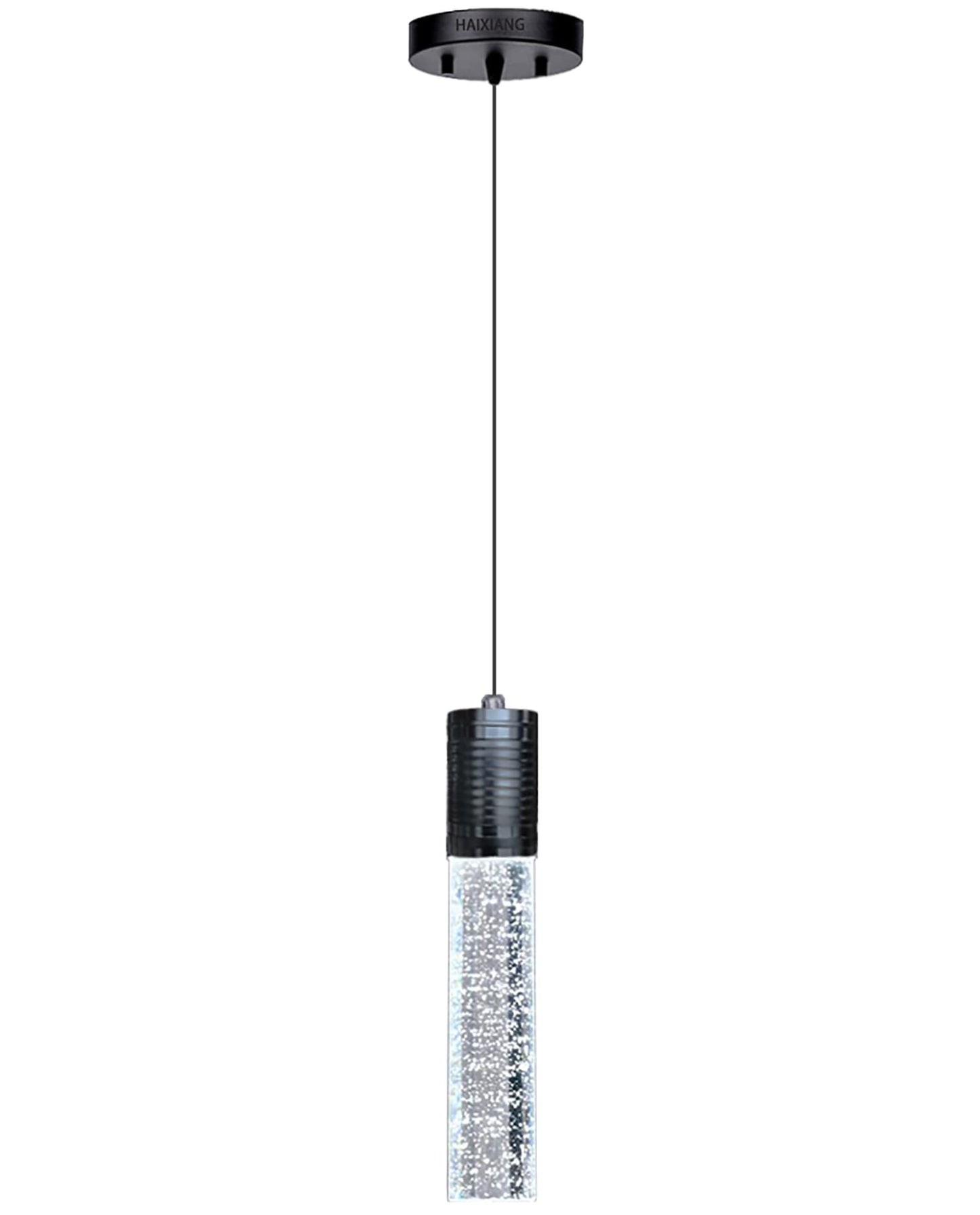 Haixiang Modern Kitchen Island Hanging Light Fixtures Crytstal Pendant Lighting For Kitchen Island Black Mini Chandelier With 6000K Daylight Bulb