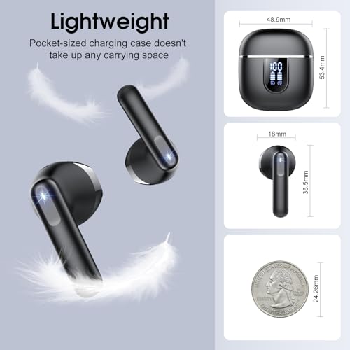 Wireless Earbuds, 2026 Bluetooth 5.4 Headphones with 3D Bass Stereo, 40H Ultralight in-Ear Buds, Bluetooth Earbuds with 4 ...