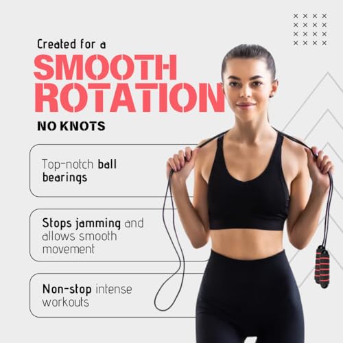 Rmg8 Fit Dynamic Agility Jumping Rope with Smooth Rotation and Adjustable Length, Ideal for Women, Men, and Kids, Enhanced...