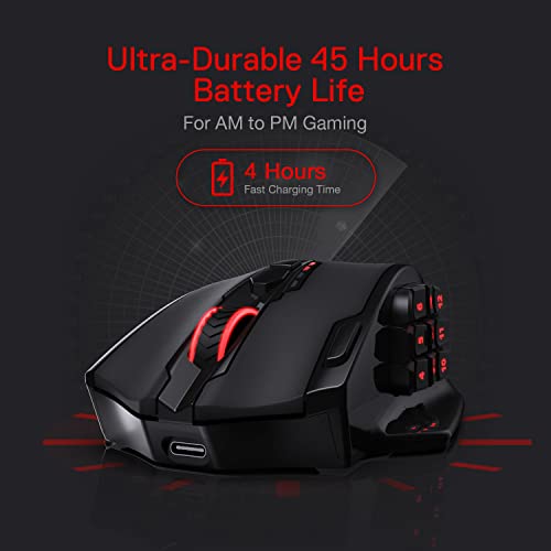 Redragon M913 Impact Elite Wireless Gaming Mouse, 16000 DPI Wired/Wireless RGB Mouse with 16 Programmable Buttons, 45 Hr B...