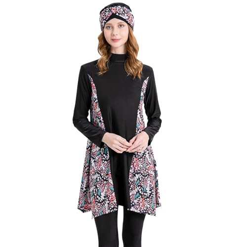 Muslim Women's 3 Piece Swimsuit Long Sleeve Trousers Swim Cap Conservative Full Coverage Bathing Suit for Water Sports