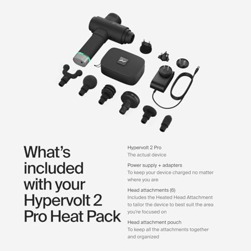 Hyperice Hypervolt 2 Pro and Heated Head - Featuring Quiet Glide Technology - Handheld Percussion Massage Gun | 5 Speeds, ...