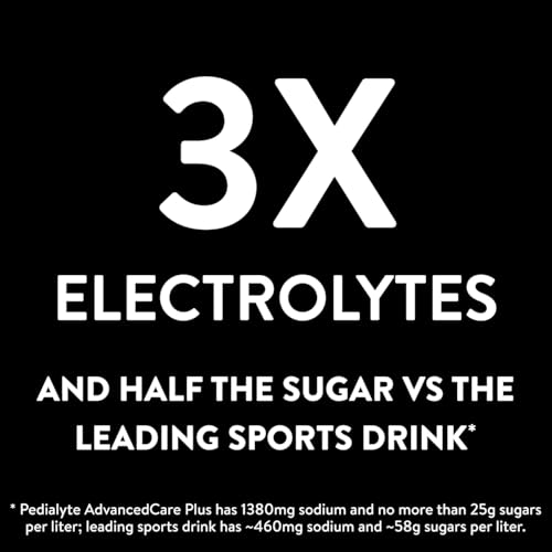 Pedialyte AdvancedCare Plus Electrolyte Hydration Drink, Has 33% More Electrolytes and Has PreActiv Prebiotics, Iced Grap...