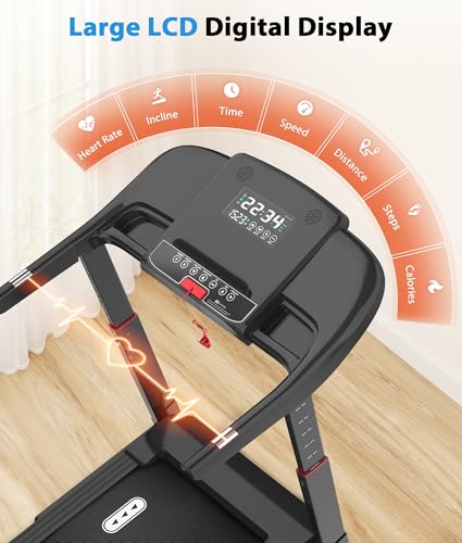 CIIHI Treadmill with Auto Incline - Adjustable Height Handrail 15% Auto Incline Treadmill with 400 lbs Capacity - Foldable...