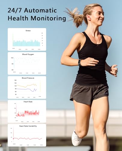 Smart Bracelet for Men Women, Health Activity Fitness Trackers, 24/7 Continuous Heart Rate/Blood Pressure/HRV/Stress Monit...