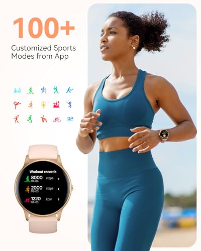 AGPTEK Smart Watch for Women Men, 5ATM Waterproof Fitness Tracker Watch, Full Touch Sports Smartwatch with Heart Rate Moni...