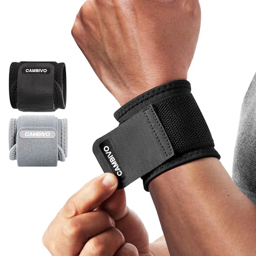 CAMBIVO Wrist Wraps for Men and Women 2 Pack, Adjustable Compression Wrist Brace for Carpal Tunnel, Wrist Support, Pain Re...