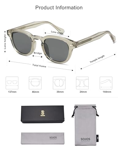 SOJOS Retro Small Round Sunglasses for Men Women Trendy Circle Style UV400 Lenses Unisex Sun Glasses SJ2251
