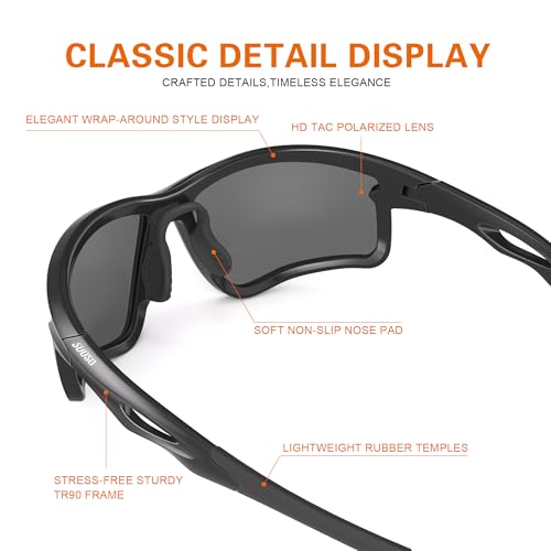 suoso Polarized Sports Sunglasses Men: Running Sunglasses Women Wrap Around Glasses for Fishing Driving UV400 Protection TR90