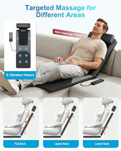 COMFIER Shiatsu Full Body Massage Mat with Heat, Back Massage Pad for Pain Relief Deep Tissue Kneading & Vibration Heating...