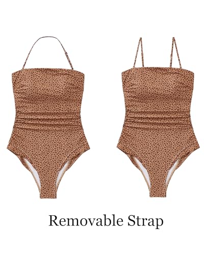 SUUKSESS Women One Piece Tummy Control Swimsuit Strapless Bandeau Bathing Suit