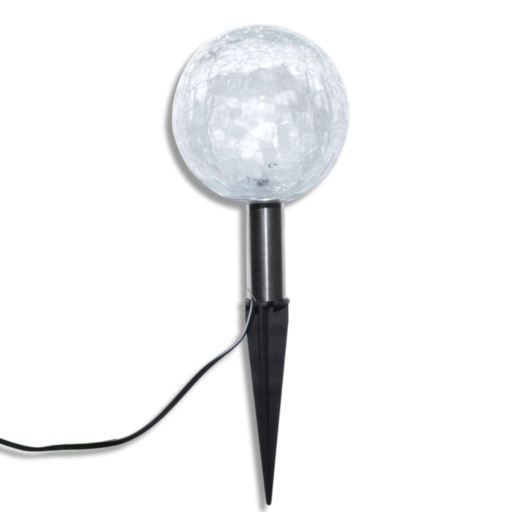 vidaXL Solar LED Garden Lights Set, Weatherproof, Easy Installation, 3.7in Bowl Diameter, White Light, Model 40870