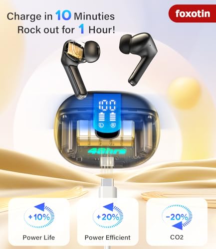 Ear Buds Wireless Earbuds - Bluetooth 5.3 Headphones (48H Playback) Built in Mic with LED Display Charging Case, IP7 Water...
