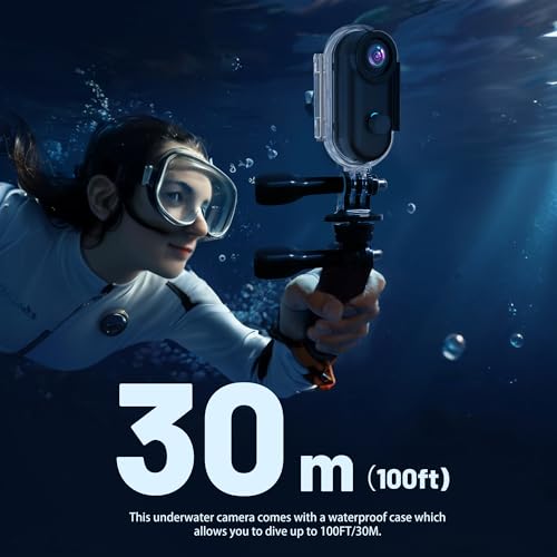 4K Mini WiFi Action Camera 128GB Thumb POV Portable Body Cam Wearable Video Recorder with IPX7 Waterproof Underwater Camco...