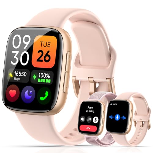 Quican Smart Watches for Women Men with 2 Bands, 1.85-inch AMOLED HD Display (390x450), 12-Day Battery Life, 3ATM Waterpro...