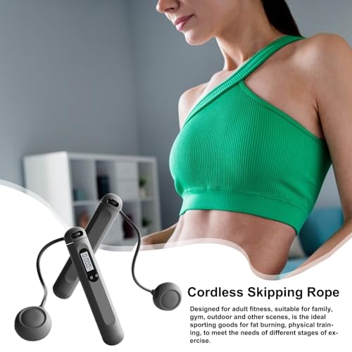 Cordless Skipping Rope - Wireless Skipping Rope | Fit Ropes | Weighted Professional Digital Jumping Cord With Counter | Gy...