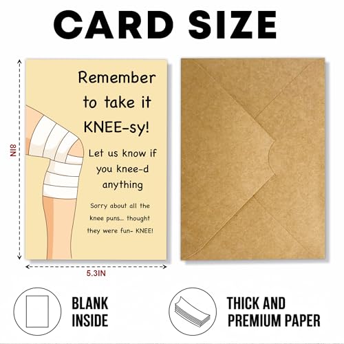 Funny Knee Surgery Get Well Soon Card – Take It Knee-sy Recovery Pun Greeting Gift for Friends, Family, Coworkers, Men, Wo...