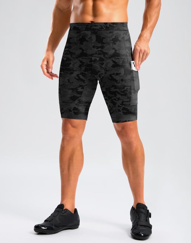 Bikewa Men's Bike Shorts 4D Padded Cycling Shorts for Men Road Riding Biking Bicycle Zipper Pockets