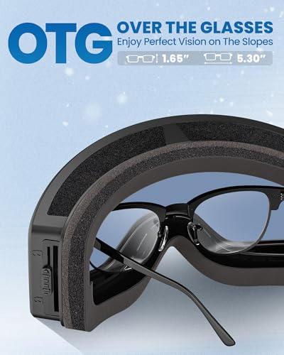 OutdoorMaster Pulse Ski Goggles, Frameless OTG Cylindrical Snow Goggles with Lock & Fit Lens Change System for Adults