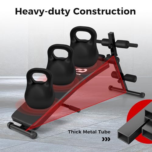 Goplus Adjustable Sit Up Bench for AB Exercise, Foldable Curved Slant Bench with High Density Foam Cushioned Seat for Stre...