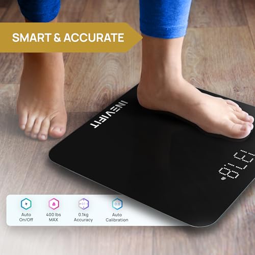 INEVIFIT Smart Bathroom Scale, Highly Accurate Bluetooth Digital Bathroom Body Weight Scale, Precisely Measures Weight & B...