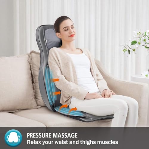 COMFIER Massager Chair with Heat, Shiatsu Neck Back Massager Portable with Compress & Rolling,Massage Chair Pad for Neck &...