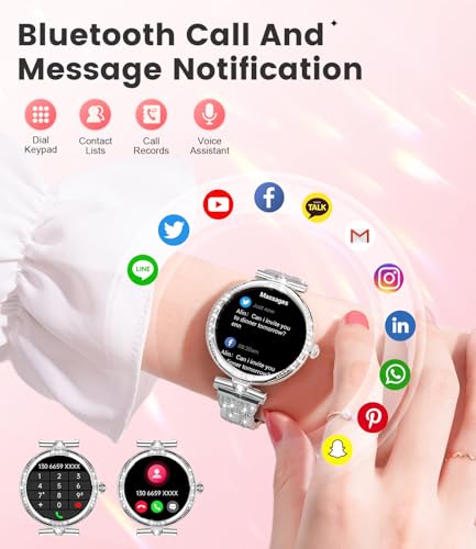 LIGE Smart Watches for Women (Answer/Make Call) with Diamonds,1.19” AMOLED Smartwatch with Heart Rate/Sleep Monitor,IP68 W...