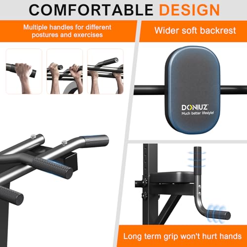 DONIUZ Power Tower Pull Up Bar and Dip Station, Multi-Function Home Gym, Strength Training Fitness Equipment, Height Adjus...