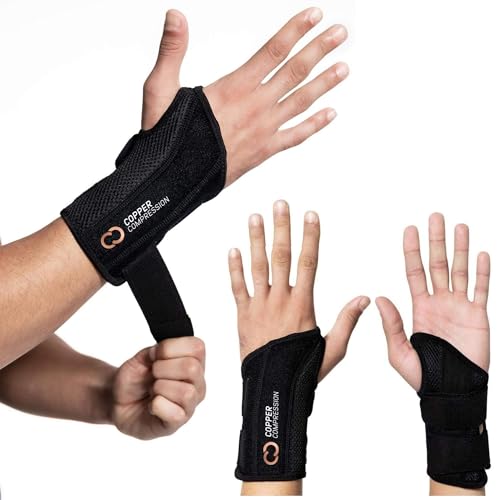 Copper Compression Advanced Wrist Brace - Copper Infused Adjustable Orthopedic Support Splint for Pain, Carpal Tunnel, Art...