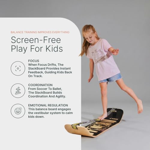 GIBBON SlackBoard - GiBoard Balance Board - Gift for Kids & Adults - 1 & 2 Line Options - Slackline Balance Trainer for Co...