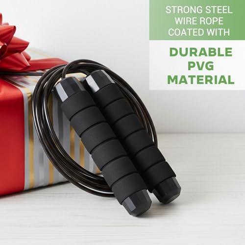 12 Pieces Adjustable Jump Ropes with Ball Bearings, Foam Handles, Steel Wire PVC Coated, Fitness Exercise Training for Men...