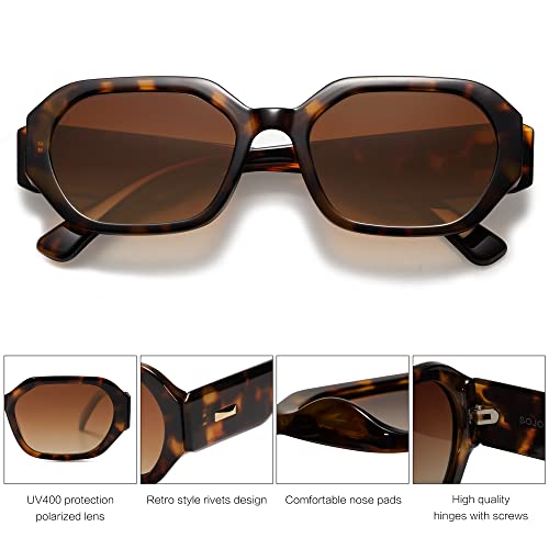 SOJOS Polarized Sunglasses For Women Retro Rectangle Womens Sun Glasses Trendy Narrow Square 90s Shades SJ2232
