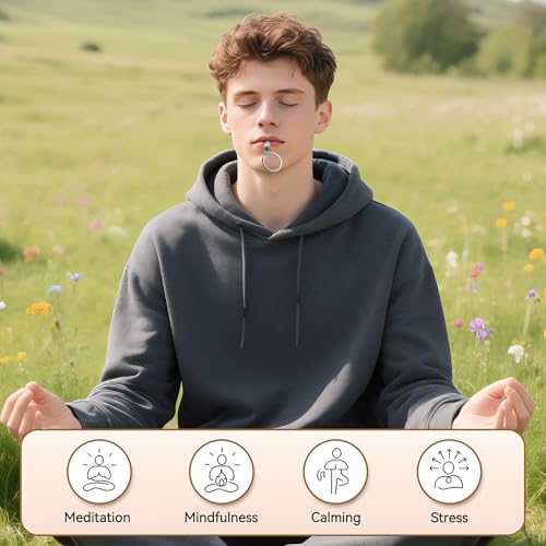 ENFANTRY Mindfulness Breathing keychain Stress Relief Pendant Stainless Steel Anxiety Breathe keychain for Women Men