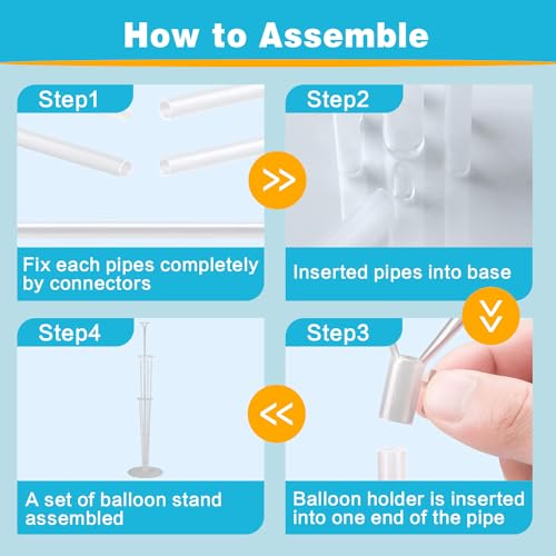 JOYYPOP 4 Sets Balloon Stand Kit For Table, Balloon Sticks with Base Birthday Graduation Party Decorations Wedding