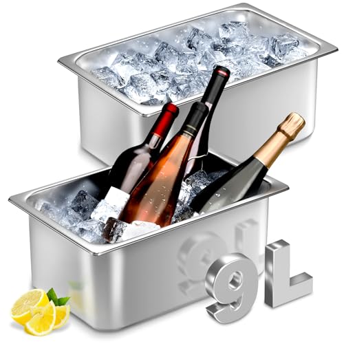 meekoo 2 Pack Ice Buckets for Freezer Wine Beer Champagne Bucket Stainless Steel Bin for Freezer Metal Drink Buckets Cockt...