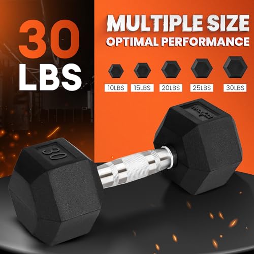 Yes4All Chrome Grip Encased Hex Dumbbells – Hand Weights With Anti-Slip 5-50 LBS Single