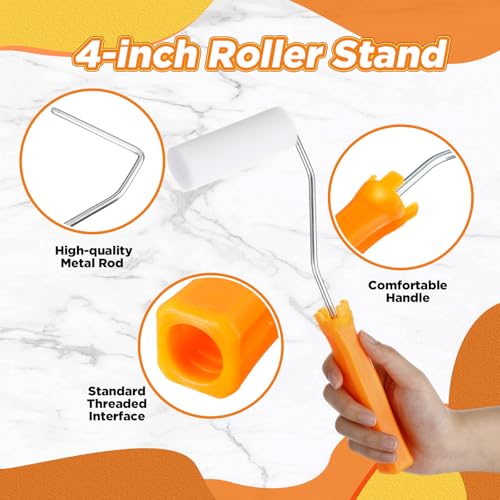 Acellegic 24 Pcs 4 Inch Foam Paint Rollers with Roller Frame Kit High Density Foam Paint Roller House Painting Supplies, M...