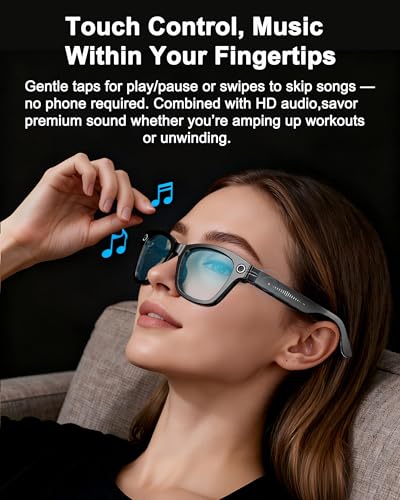 MNVOEQ Smart Glasses with Camera 4K, Video Recording.Bluetooth for Men & Women -Hands-Free Recording Glasses with Audio, A...