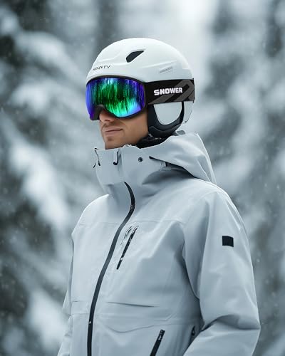 SNOWER Ski Goggles, Spherical OTG Anti-Fog Snow Goggles, HD Snowboard Goggles with UV400 Protection for Men, Women, and Youth