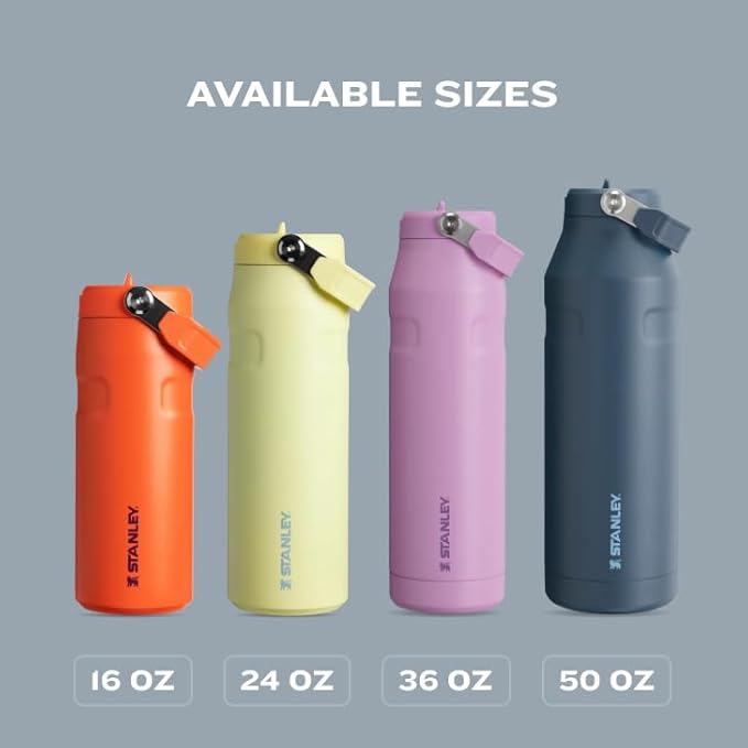 Stanley IceFlow Flip Straw 2.0 Water Bottle 50 OZ | Built-In Straw with Larger Opening | Lightweight & Leak-Resistant | Insulated Stainless Steel | BPA-Free | Pomelo