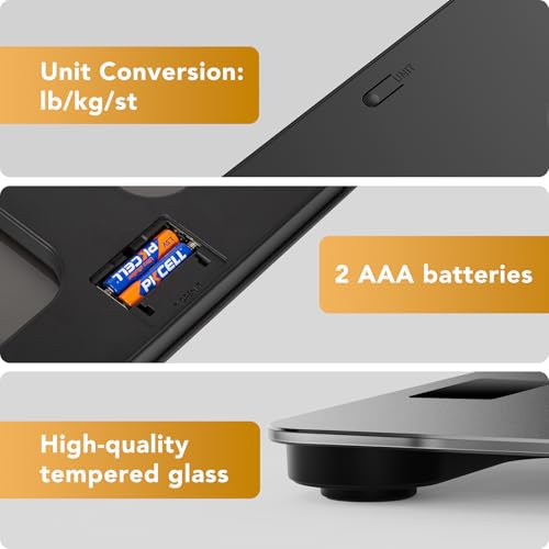 ZOETOUCH Bathroom Scale for Body Weight Digital Weighing Machine with Backlit LCD Display, Most Accurate Bath Scale for Pe...