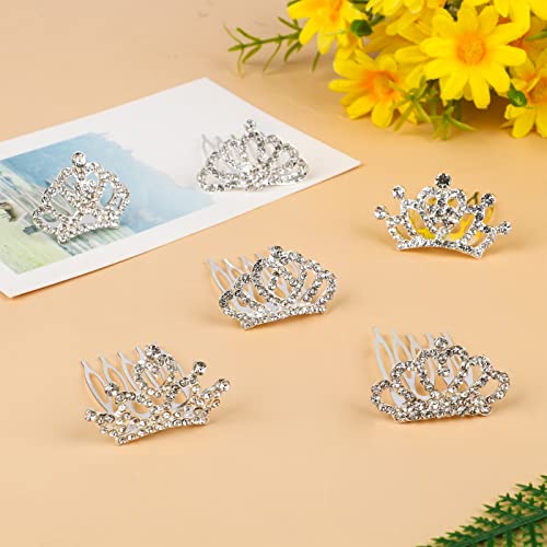 Princess Crown Comb Set for Girl 18 Pcs Silver Tiara Crown with Comb Crystal Tiara Headband Rhinestone Hair Piece Toddler ...