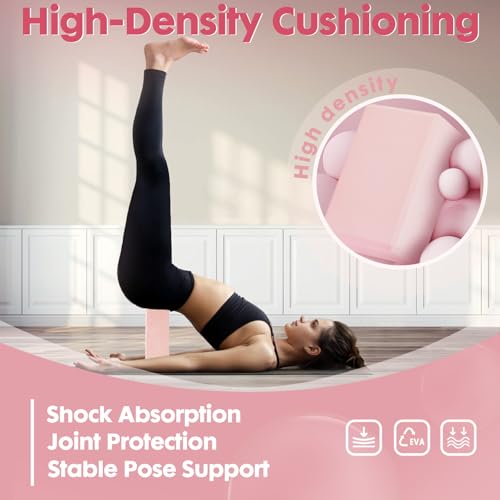 High-Density EVA Yoga Block – Hard & Thick (250g) Block for Yoga, Pilates, Dance Workout – Non-Slip Exercise Brick for Beg...