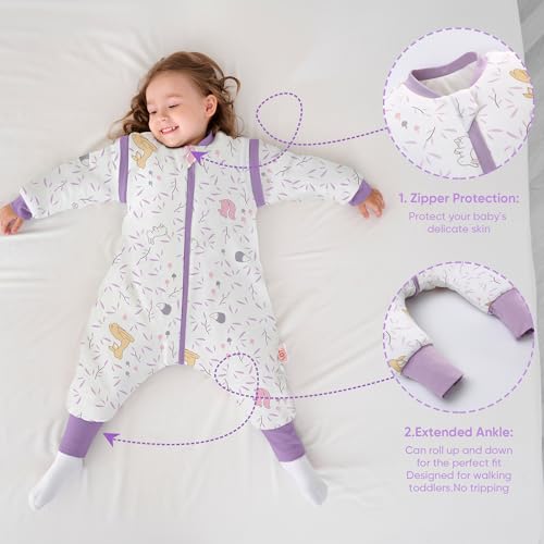 LAT Baby Sleep Bag with Feet Winter,3 Way Zip Wearable Blanket,Warm Sack for Toddler 2.5 TOG-Sleepsuit Removable Sleeves