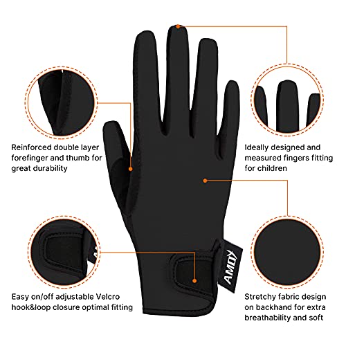 Amoy Kids Horse Riding Gloves Breathable Children Equestrian Horseback Anti-Slipping Boys & Girls Youth Outdoor Biking Cyc...