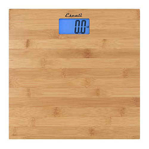 Escali Bamboo Digital Electronic Bathroom Scale for Body Weight, Bath Scale with Extra-High Capacity of 440 lb, Batteries ...
