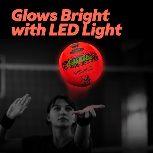 GlowCity LED Volleyball - Size 5 Light Up Glow in The Dark Volleyball with Pump and Batteries, Water-Resistant for Beach a...